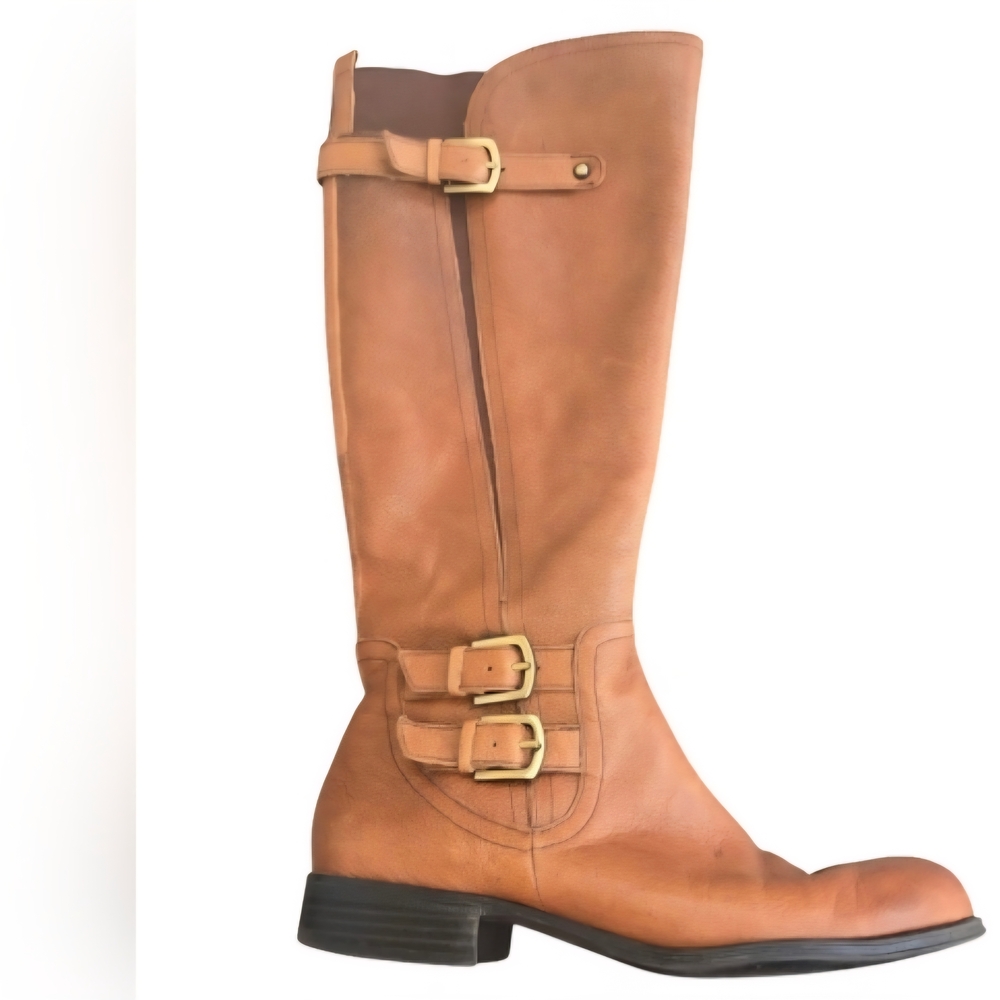 $10!! Site Closing Sale!Naturalizer Women's Leather Riding Boots in Cognac Brown